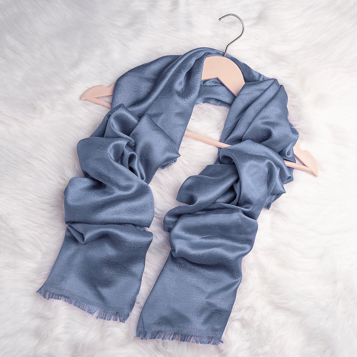 Woven Zari Lawn - Steel Blue