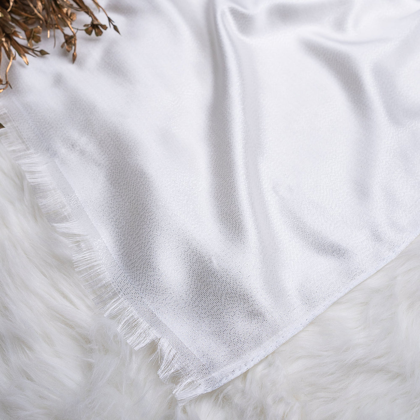 Woven Zari Lawn - White
